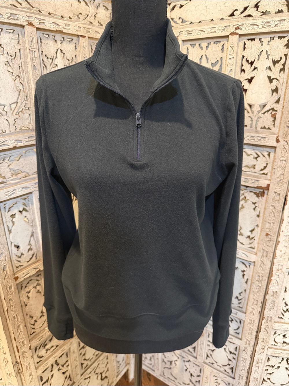 abercrombie kids Black Quarter-Zip Pullover Microfleece